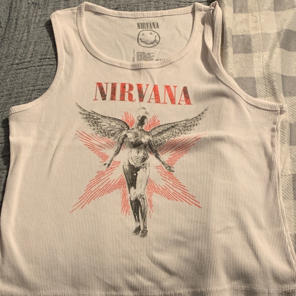 NIRVANA White Tank with Red Graphic